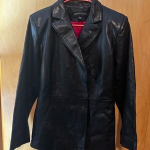 Kenneth Cole Black Leather Women's Jacket size Small